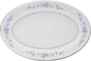 Lynns Paradise Royal Rose 14-Inch Oval Platter, Set of 2, Blue; Heavy Duty; Chip Resistant; Lead and Cadmium Free; Freezer to Oven Safe up to 500°F by CozyNest Decor