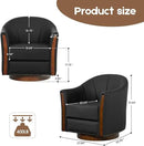 360° Swivel Accent Chair, Modern Leather Barrel Club Chair with PU Leather Upholstery and Sturdy Wood Base, Comfortable Armchair for Living Room, Bedroom, Reading Nook, Black by CozyNest Decor