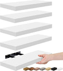 Sorbus Floating Shelves for Wall, Bathroom Shelves Wall Mounted for Kitchen, Bedroom, Living Room, Bathroom Storage, Over Toilet, Hanging Book Shelf for Ｗall Home Decor (White, 5 Pack) by CozyNest Decor