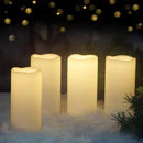 4 Pack Outdoor Battery Operated Candles with Timer Waterproof Led Flickering Candles Flameless Pillar Lights for Party/Lantern/Patio/Wedding/Garden,Cream White,3x6 Inch by GreenHaven Gardens