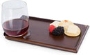 PICNIC TIME Rectangle Wine Appetizer Plates Set of 4, Cocktail Plate with Glass Holder, Cheese Board with Wine Holder, (Stained Parawood) by CozyNest Decor