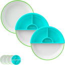 Omie® Easy Scoop Plates for Kids | Unique Design Helps Food Fall into the Spoon, Not on the Table | Made from Plants | 3 Plates + 2 Silicone Dividers | Green by TinyTreasures Baby Boutique