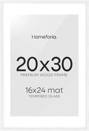 Homeforia White 20 x 30 Frame, High End Oak 20 x 30 White Wood Poster Frames with Mat 16 by 24 Photo, 20x30 Wooden Picture Frame Matted to 16x24, 30x20 Large Frames, Tempered Glass, Wall Kit, Set of 1 by CozyNest Decor