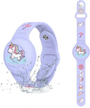 Waterproof Airtag Bracelet Kids,Cute Cartoon Silicone Hidden Airtag Wristband Kids,Anti-Lost Apple Airtag Holder Case for Toddler,Airtag Case Watch Band Tracker for Child-Purple by TinyTreasures Baby Boutique