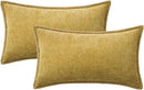 MIULEE Pack of 2 Couch Throw Pillow Covers 12x20 Inch Mustard Yellow Farmhouse Decorative Pillow Covers with Stitched Edge Soft Chenille Solid Dyed Fall Pillow Covers for Sofa Bed Living Room by CozyNest Decor