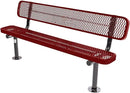 Coated Outdoor Furniture Heavy-Duty Outdoor Bench Thermoplastic Coated, Expanded Metal, Commercial-Grade Seating, Made in America (Surface with Back, 6 Ft, Textured Burgundy) by GreenHaven Gardens