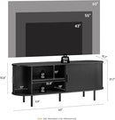 63" TV Stand with Power Outlet, Modern Media Console with Sliding Doors, Entertainment Center for TVs up to 60 Inch, Adjustable Shelves, Black by CozyNest Decor