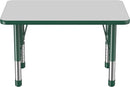 FDP Rectangle Activity School and Classroom Kids Table (24 x 36 inch), Chunky Toddler Leg, Adjustable Height 15-24 inches - Gray Top and Green Edge by CozyNest Decor