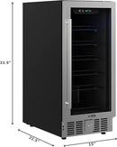KoolMore 15” Inch Small Built-In Refrigerator and Beverage Cooler for Soda Cans, Beer Cans, Food and Fresh Snacks, 5 Wire Shelves, Adjustable Temperature Range (KM-BIR3C-GD), Stainless Steel by CozyNest Decor