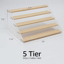 nianfeng Tiered Spice Rack, 5-Tier Spice Pantry Kitchen Cabinet Organizer, 16-Inch, Natural Wood Acrylic Stair Riser Stand, Countertop Seasoning Shelf by CozyNest Decor