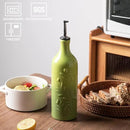 Sweejar Large Olive Oil Dispenser Bottle with Spout, 24 Oz Ceramic Oil Dispenser for Kitchen, Relief Opaque Oil Cruet, Oil Container for Cooking, EVOO, Avocado Oil, Vinegar, Pack of 1(Gradient Green) by CozyNest Decor