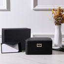 KAMIER Jewelry Holder Organizer, 2 Layers PU Leather Jewelry Box, Large Capacity, Double Lock and Large Mirror, Hidden Necklace Hooks, Removable Dividers, Gift Box Packaging, Black by TinyTreasures Baby Boutique
