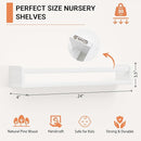 Heimlove Nursery Floating Shelves, White Nursery Book Shelves for Wall, 24 inch Wall Bookshelf for Kids Solid Wood Wall Mounted Shelves for Books,Toys and Decor Storage, Set of 3 by TinyTreasures Baby Boutique