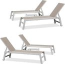 PURPLE LEAF Outdoor Chaise Lounge Set Oversize Adjustable Sunbathing Recliner Extra Wide Lounge Chairs with Side Table for Poolside Beach Outside Patio Aluminum Chaise Lounger Khaki 2 Sets by GreenHaven Gardens