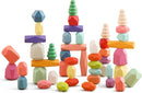 OESSUF Stacking Rocks 48Pcs Stacking Blocks Balancing Stacking Stones Wooden Building Toys Wood Stone Stacking Game for Toddler Sorting Preschool Educational Montessori Stacking Rocks for Kids by TinyTreasures Baby Boutique