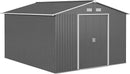 Outsunny 11' x 9' Outdoor Storage Shed, Garden Tool Metal Shed with Foundation Kit, Double Lockable Door, Air Vents and Sloping Roof, for Backyard, Patio, Lawn, Gray by GreenHaven Gardens