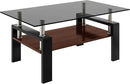 Glass Coffee Table Rectangle Living Room Center Table, with Gray Tempered Glass Tabletop and Brown MDF Layer,for Living Room and Office, Gray+Brown by CozyNest Decor