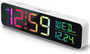 Peakeep Large Display Digital Alarm Clock for Bedrooms, Date Day of Week Temp Desk Table Clocks for Living Room Office, Dimmable Plug in Electric Clock, 5 Volumes, Loud, Auto DST by CozyNest Decor