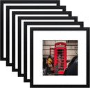 12x12 Picture Frame Set of 6, Display Pictures 8x8 with Mat or 12x12 Without Mat for Wall Mounting,Black by CozyNest Decor
