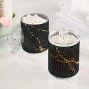 2 Pack Qtip Holder Organizer Dispenser Gold Black Marble Texture Bathroom Storage Canister Cotton Ball Holder Container for Cotton Pads/Swabs/Floss by CozyNest Decor