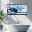 PHAOHUAXM Blue Wave lPaintings Wall Art For Living Room Wall Decor For Bedroom Ocean Inspiration Wall Pictures Office Decor Posters Modern Printing Canvas Artwork Home Decor Black Framed 20x40 In by CozyNest Decor