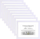Vittanly 8.5x11 Picture Frames Set of 9, Shatter Resistant Plexiglass, Display 6x8 Pictures with Mat or 8.5x11 without Mat, Photo Frames for Wall or Tabletop, Engineered Wood, White by CozyNest Decor