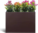 Metal Rectangular Planter Box Tall Planters for Outdoor Plants Modern Heavy Duty with Drainage Holes for Outside Indoor Patio Deck - Brown, 32”x 12”x 24” by CozyNest Decor