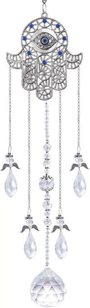 Hanging Crystal Blue Evil Eye Protection Pendant Hamsa Hand Suncatcher Angel Wing Decor Prism Sun Catchers Indoor Window Decoration Charm by GreenHaven Gardens