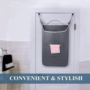 The Fine Living Co. X-Large Hanging Laundry Hamper with Over Door Hooks & Adhesive, Durable Space Saving Laundry Bag with Zipper and Wide Open Top,Hanging Dorm Laundry Hamper 20"x3.75"x31" (Gray-XL) by CozyNest Decor