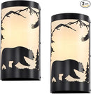 Wall Sconce Light,Bear Metal Cream Parchment Farmhouse Wall Sconces Set of Two,Rustic Black Matte Hallway Sconces Wall Lighting,Vintage Wall Mount Lamp,Wall Lights for Living Room,Bedroom by CozyNest Decor