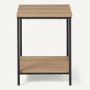 Amazon Basics - End Table with Bottom Shelf, Living Room Side Table, Steel Frame, Wooden Oak by CozyNest Decor