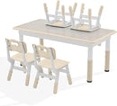 Kids Study Table and Chairs Set, Height Adjustable Toddler Table and Chair Set for Kids Ages 3-8, Graffiti Desktop (Burlywood - 2) by CozyNest Decor