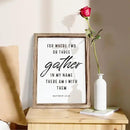 Christian Decor Art, Scripture Matthew 18:20 Sign, Home Church Decor, Framed Wall Plaque Sign 15 * 11.5 inches, Housewarming Gift, For Where Two or Three Gather in My Name by CozyNest Decor