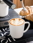 Ceramic Coffee Mugs 15 oz, Large Waffle Embossed Mug Set, Coffee Cups for Latte, Cappuccino, Cocoa, Tea, Mocha, Milk, Housewarming Wedding Present,Microwave & Dishwasher Safe - Set of 4 (White) by CozyNest Decor