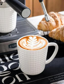 Ceramic Coffee Mugs 15 oz, Large Waffle Embossed Mug Set, Coffee Cups for Latte, Cappuccino, Cocoa, Hot Tea, Mocha, Milk, Housewarming Wedding Present, Microwave & Dishwasher Safe - Set of 6 (White) by CozyNest Decor