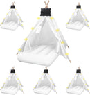 6 Pcs Kids Teepee Tent Bulk with Light String Inflatable Airbed Bedding Fitted Sheet and Markeable Small Blackboards for Boys Girls Indoor Outdoor Slumber Party (White) by TinyTreasures Baby Boutique