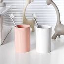 White Ceramic Toothbrush Holder, Tumbler Cups Reusable Toothbrush Mouthwash Cup,Makeup Brush Holder, Bathroom Counter Organizer(300ml) by CozyNest Decor