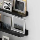Giftgarden 36 Inch Black Floating Shelves for Wall Woodgrain Picture Ledge Large Photo Shelf for Bedroom Living Room Kitchen Bathroom Storage Shelving, Set of 3 Different Sizes by CozyNest Decor