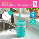 Elk and Friends 10oz Stainless Steel Kids + Toddler Drinking Cups | The Original Mason Jars with Lids + Sleeves + Straws | Smoothie Cups | Spill Resistant | Dishwasher Safe | 2 Pack by TinyTreasures Baby Boutique