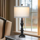 27.5" Farmhouse Table Lamp for Living Room, Black Lamps Set of 2 with USB A+C Ports, Mid Century Tall Table Lamp for Bedroom, Bedside Lamps for Night Stands(2 Bulbs Included) by CozyNest Decor