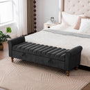 Wide Modern Upholstered Storage Bench With Rolled Armrest by HouseOfZazla