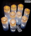 Sky Blue Flameless Candle, with Built-in Star Clusters, 9 LED Candles, 11 Button Remote Control, 24-Hour Cycle Timing, Flashing Flames, Real Wax, Battery Powered. (Full Sky Star Series)… by CozyNest Decor