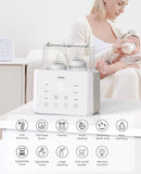 LAREX Double Bottle Warmer, 11-in-1 Fast Baby Bottle Warmer for Breastmilk and Formula, with Timer, Fits 2 Bottles, Accurate Temp Control, Milk Warmer with Thaw, Steri-lizing, Keep Warm, Heat Food by TinyTreasures Baby Boutique