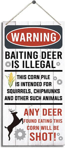 Warning Signs, Funny Hunting Sign Wall Decor, Baiting Deer Is Illegal Sign, Decorative Wood Hanging Wood Plaque, Man Cave Bar Cabin Decor, Pub Decor, Farmhouse Wall Decor for Coffee & Bar by CozyNest Decor
