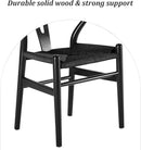 Wishbone Chair, Solid Wood Armrest Woven Seat Chair, Kitchen & Dining Chair, Wishbone Y Black Chairs - Set of 1 (Ash Wood - Black) by CozyNest Decor