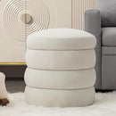 Furniliving Modern Round Ottoman, Soft Bedroom Ottoman Footstool Round Ottomans Stool for Living Room, Bedroom, Makeup Room, White, Velvet by CozyNest Decor