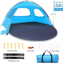 WhiteFang Beach Tent Anti-UV Portable Sun Shade Shelter for 3/4/6/8 Person, Extendable Floor with 3 Ventilating Mesh Windows Plus Carrying Bag, Stakes and Guy Lines by TinyTreasures Baby Boutique