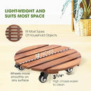 2pack Wood Plant Caddy With Wheels Heavy Duty Red Brown, 264 Lbs Capacity, 12 Inch Acacia Hardwood Plant Dolly, Plant Stand with 360° Lockable Wheels for Plant Pots, Heavy Objects Hauling by GreenHaven Gardens