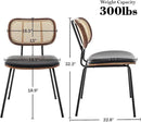 Rattan Dining Chairs Set of 2, Mid Century Modern Dining Chairs with Cane Back for Kitchen Dining Room, 19 Inch Faux Leather Black by CozyNest Decor