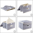 PRANDOM Collapsible Storage Boxes with Lids Fabric Decorative Storage Bins Cubes Organizer Containers Baskets with Cover Handles Divider for Bedroom Closet Living Room 9.8x7.9x6.7 Inch 3 Pack by TinyTreasures Baby Boutique